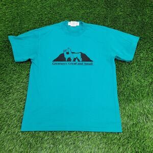 Vintage 90s Hanes Llama Shirt M/L 21x26 Blue Animals